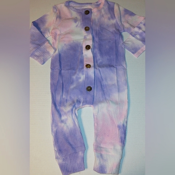 NWT Beautiful Girls Pink/Purple Ribbed Tie-dye Long Sleeve Button Down Romper - Picture 8 of 9